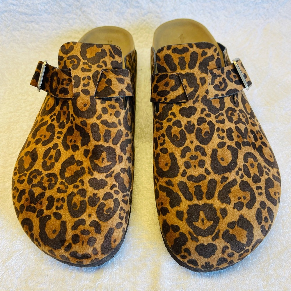 🐆 Universal Threads Leopard Animal Print Clogs Mules Slip On Women’s Sz 11 US